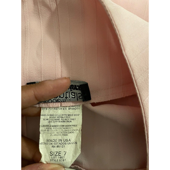 Vintage Juniors Trouser Pants Size 7 Pink Ribbed Flare Leg Preppy Career Y2K - Picture 4 of 8